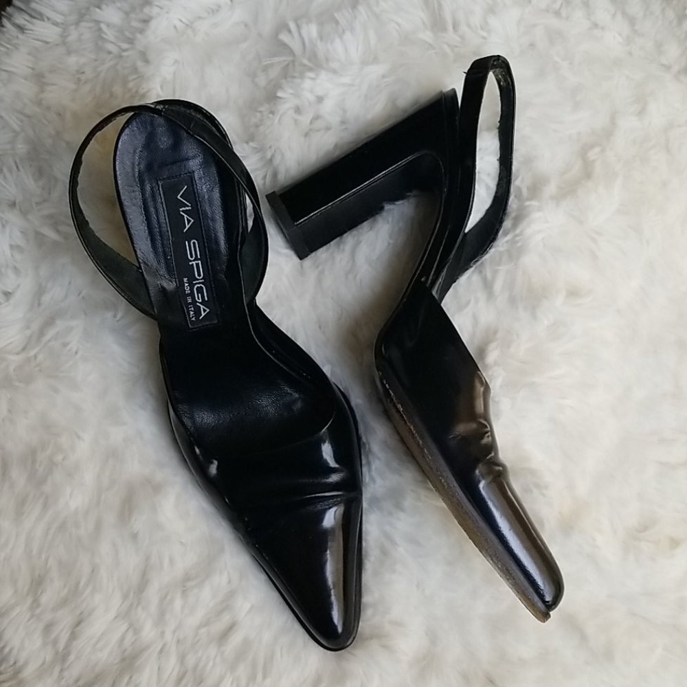 Via Spiga sling back black heels mules 90s vintage look